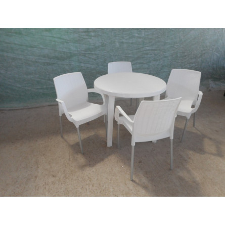 Комплект пластиковой мебели (стол круглый D900 "Ривьера" + 4 кресла-стула "Аэро")