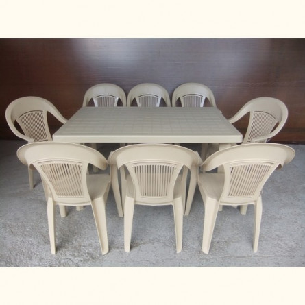 Комплект пластиковой мебели "Нирвана" (стол прямоугольный 1500х900 + 8 кресел Элегант)