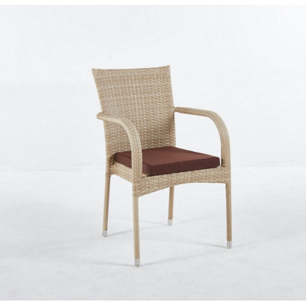 Стул-кресло с подлокотниками из искусственного ротанга Милан с подушкой 5 мм
