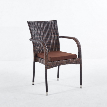 Стул-кресло с подлокотниками из искусственного ротанга Милан с подушкой 5 мм