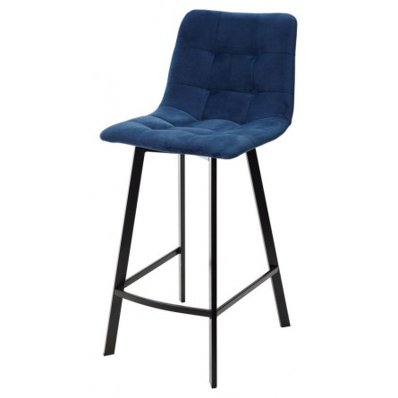 Полубарный стул CHILLI-QB SQUARE синий 29, велюр / черный каркас (H66cm) М-City