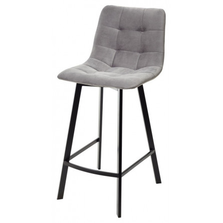 Полубарный стул CHILLI-QB SQUARE светло-серый 26, велюр / черный каркас (H66cm) М-City