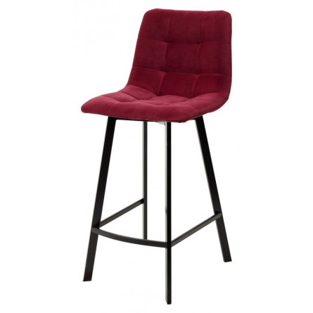 Полубарный стул CHILLI-QB SQUARE винный 16, велюр / черный каркас (H66cm) М-City