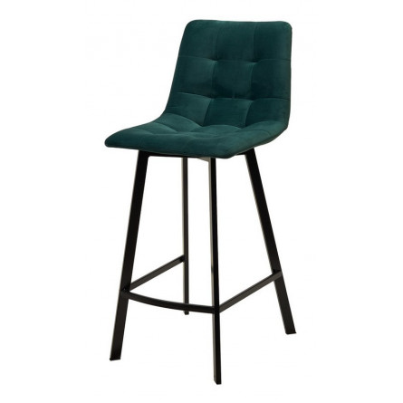 Полубарный стул CHILLI-QB SQUARE зеленый 19, велюр / черный каркас (H66cm) М-City