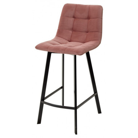 Полубарный стул CHILLI-QB SQUARE розовый 15, велюр / черный каркас (H66cm) М-City