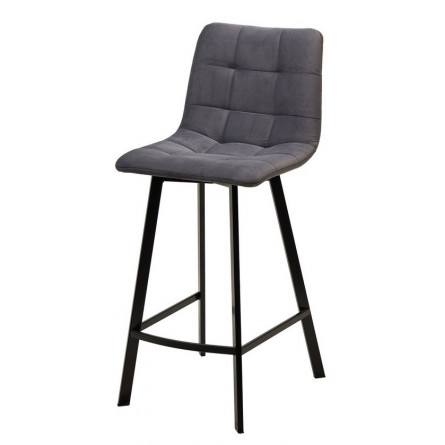 Полубарный стул CHILLI-QB SQUARE серый 27, велюр / черный каркас (H66cm) М-City