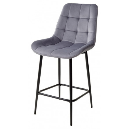 Полубарный стул ХОФМАН, цвет серый H14, велюр / черный каркас H63cm М-City