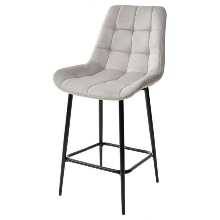 Полубарный стул ХОФМАН, цвет H-09 Светло-серый, велюр / черный каркас H63cm М-City