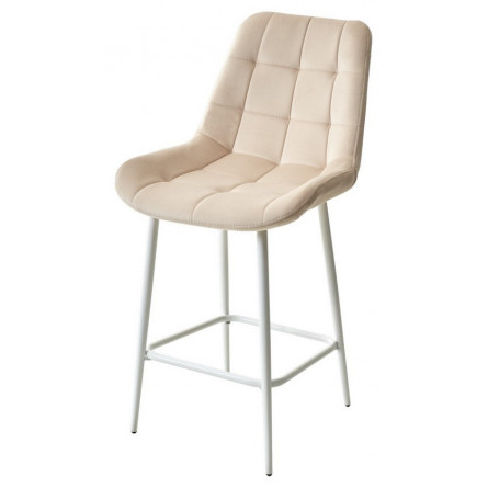 Полубарный стул ХОФМАН, цвет H-06 Бежевый, велюр / белый каркас H63cm М-City