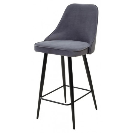 Полубарный стул NEPAL-PB СЕРЫЙ 27, велюр/ черный каркас (H68cm) М-City