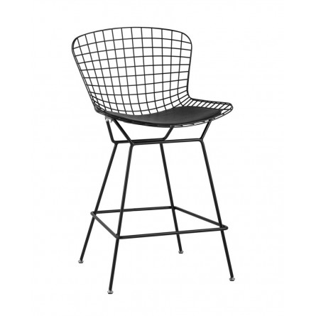 Стул полубарный Stool Group Bertoia Черный/Черная подушка