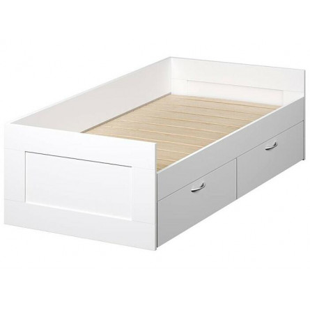 Кровать двухспальная СИРИУС раздвижная с ящиками для хранения, с ортопедическим основанием 90/180х200 белого цвета
