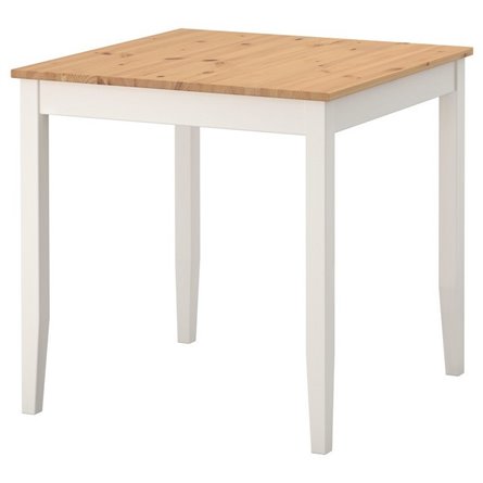 ЛЕРХАМН стол, светлая морилка антик, белая морилка, светлая морилка антик/белая морилка 74x74 см