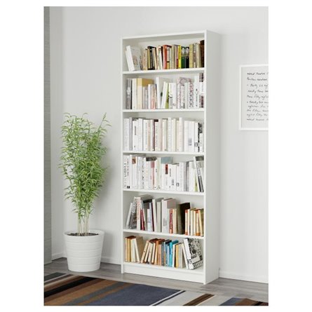 Стеллаж для книг БИЛЛИ IKEA 80, высокий с шестью полками, ДСП с покрытием декорированной бумагой и окраской, цвет белый ИКЕА