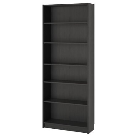 Стеллаж для книг БИЛЛИ IKEA 80, высокий с шестью полками, ДСП, шпон ясень, черный ИКЕА