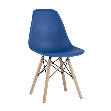 Eames DSW синий пластиковый, сталь, натуральный массив бука, 4 шт.