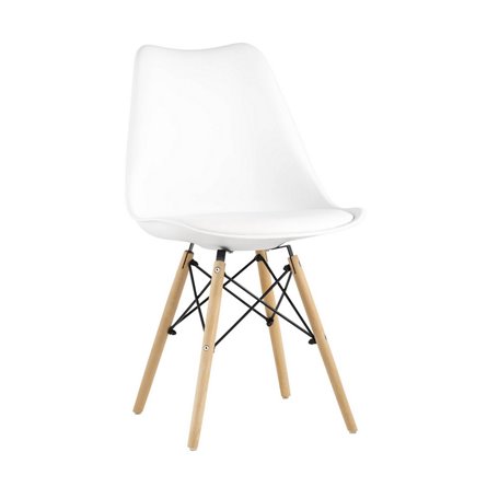 Eames Soft белый обеденный сиденье экокожа ножки из массива бука