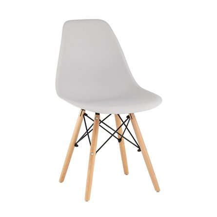 Eames Style DSW светло-серый, литой полипропилен, стальной каркас, натуральный массив бука