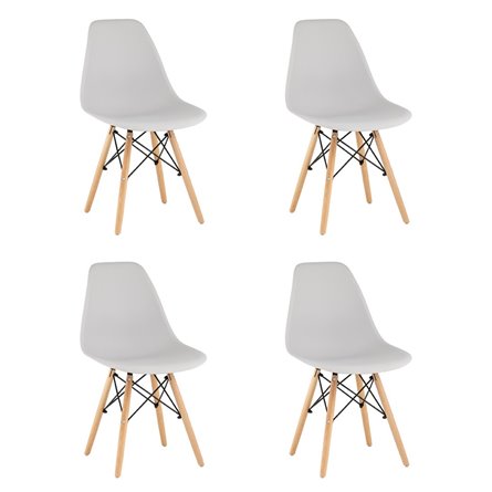 Eames Style DSW светло-серый, литой полипропилен, стальной каркас, натуральный массив бука