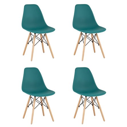 Eames Style DSW темно-бирюзовый, литой полипропилен, стальной каркас, натуральный массив бука