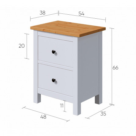 Тумба прикроватная с 2 ящиками ХЕМНЭС белый ИКЕА